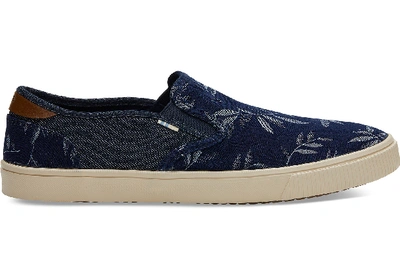 Toms Navy Leaf Denim Mens Baja Slip-ons Topanga Collection Shoes In Marineblau