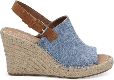 Toms Blue Chambray Women's Monica Wedges