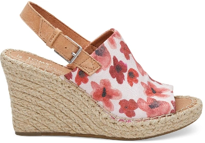 Toms Poppy Watercolor Floral Women's Monica Wedges In Neutrals
