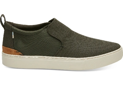 Toms Water Resistant Green Textural Canvas Nylon Men's Paxton Slip-ons Shoes In Olive