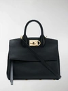 Ferragamo Medium Studio Leather Top Handle Bag In Black