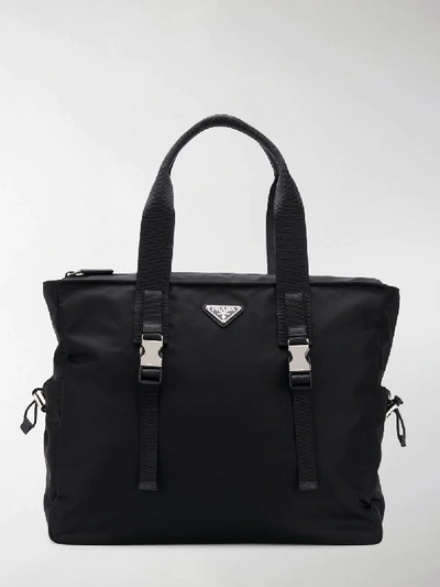 Prada Fabric Tote Bag In Black