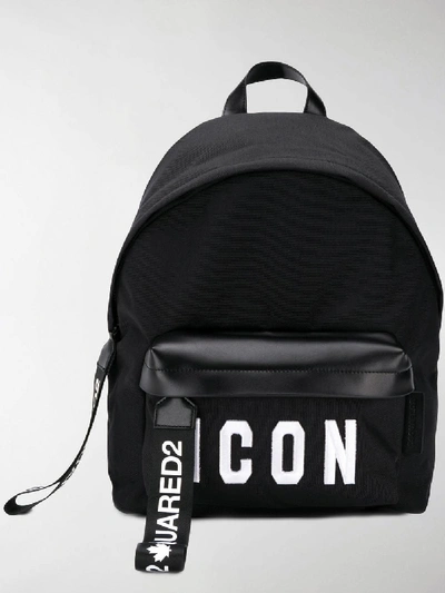 Dsquared2 Nylon Backpack With Icon Logo In Black