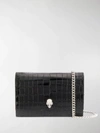 Alexander Mcqueen Medium Black Crocodile-effect Leather Cross-body Bag In Black