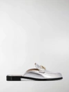 Ferragamo Viggio Reversible Gancio Bit Mules In Silver