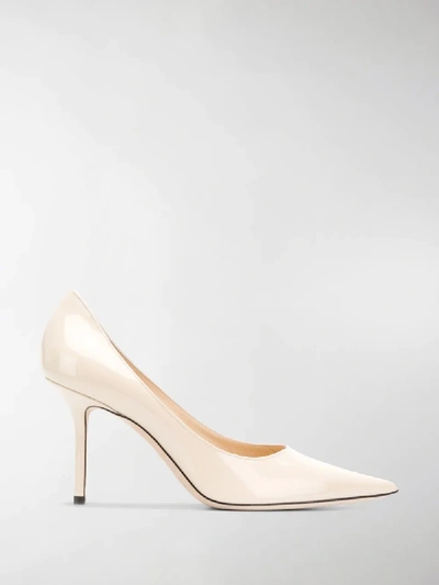 Jimmy Choo 100mm Love Patent Leather Pumps In Neutrals