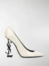Saint Laurent White & Black Patent Opyum Heels In Neutrals