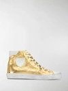 Saint Laurent 20mm Bedford Coated Canvas Hi Sneakers In Gold