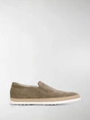 Tod's Woven Trim Loafers In Grey