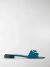 Ferragamo Gancini Slide Sandals In Blue
