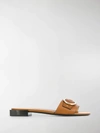 Ferragamo Solar Embellished Leather Slides In Brown