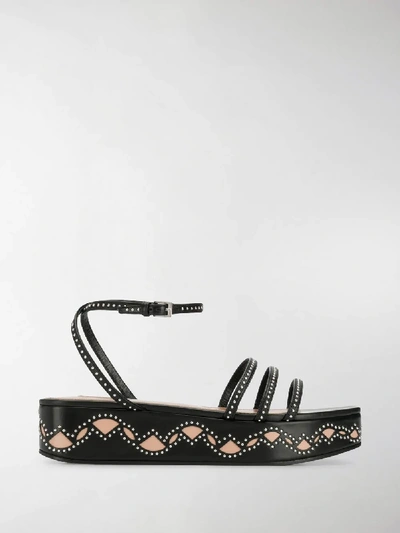 Alaïa 45mm Leather Flatform Sandals In Black