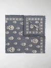 Alexander Mcqueen Skull Print Square Scarf In Grey