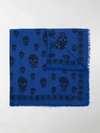 Alexander Mcqueen Skull Print Modal And Silk-blend Scarf In Blue
