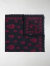 Alexander Mcqueen Skull Print Scarf In Blue