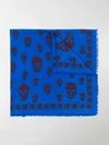 Alexander Mcqueen Skull Print Modal And Silk-blend Scarf In Blue