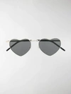 Saint Laurent Loulou Heart-shaped Silver-tone And Acetate Sunglasses In Black