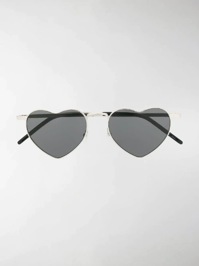Saint Laurent Loulou Heart-shaped Silver-tone And Acetate Sunglasses In Multi