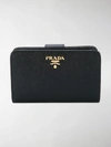 Prada Compact Zip-around Saffiano Leather Wallet In Black