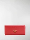 Prada Triangle Logo Continental Wallet In Red