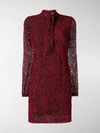 Saint Laurent Pussy-bow Devoré-chiffon Mini Dress In Red