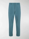 Prada Cropped Techno Stretch Trousers In Blue