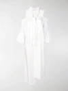 Jw Anderson 3/4-sleeve Cold-shoulder Mixed Dress In White