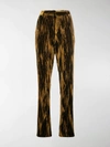 Saint Laurent Trousers In Crinkled Velvet In Metallic