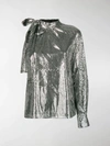 MSGM ONE SLEEVE SEQUIN TOP,13477066
