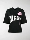 Msgm Logo Palm Tree T-shirt In Black