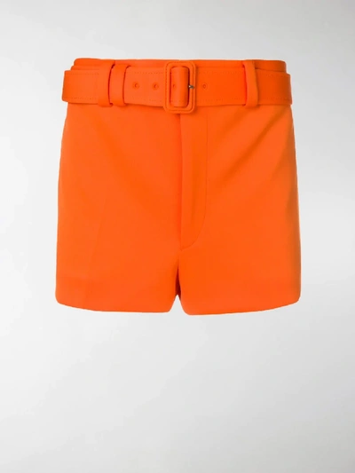 Prada Belted Shorts In Orange