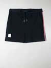 Thom Browne Stripe-detail Piqué-weave Shorts In Blue