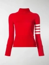 Thom Browne 4-bar Stripe Turtle-neck Jumper In Red