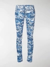 Off-white Tapestry-print Skinny-leg Jeans In Blue