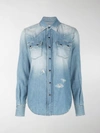 SAINT LAURENT DISTRESSED WESTERN-STYLE SHIRT,560476YQ88013732765