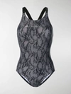 Adidas By Stella Mccartney Snakeskin Print Swimsuit In Black