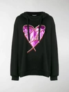 Dolce & Gabbana Dolce And Gabbana Black Metallic Heart Hoodie In Black