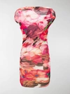 MSGM FLORAL RUCHED DRESS,13782461