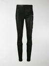 HAIDER ACKERMANN FLORAL-EMBROIDERED LEATHER LEGGINGS,184541228309913109432