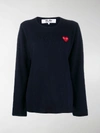 Comme Des Garçons Play Heart Logo Patch Sweater In Blue
