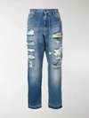 DOLCE & GABBANA CAMOUFLAGE-DETAIL JEANS,13690143