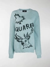 DSQUARED2 INTARSIA LOGO PRINT OVERSIZED SWEATER,13963448