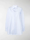 Maison Margiela Pinstripe Oversized Shirt In Blue