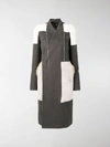 RICK OWENS PATCHWORK PANELLED COAT,13360193