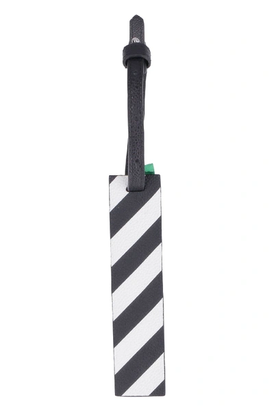 Off-white Leather Luggage Tag In Black