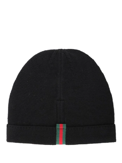 Gucci Striped Detailing Beanie In Black