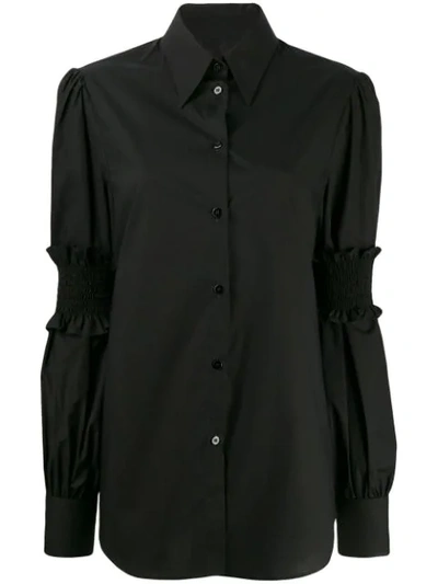 Mm6 Maison Margiela Ruffle Sleeve Shirt - 黑色 In Black