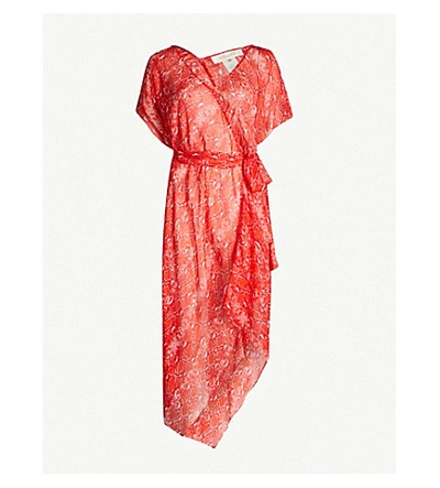 Diane Von Furstenberg Serena Snake-print Handkerchief Coverup Dress In Sea Python Flamenco