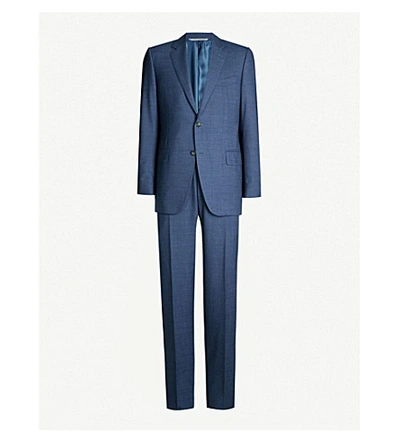 Canali Hopsack Regular-fit Wool Suit In Mid Blue