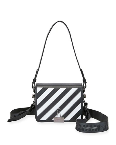 Off-white Diagonal Striped Flap Shoulder Bag In Black/white